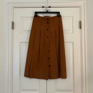 Sezane Button Down pleated midi skirt